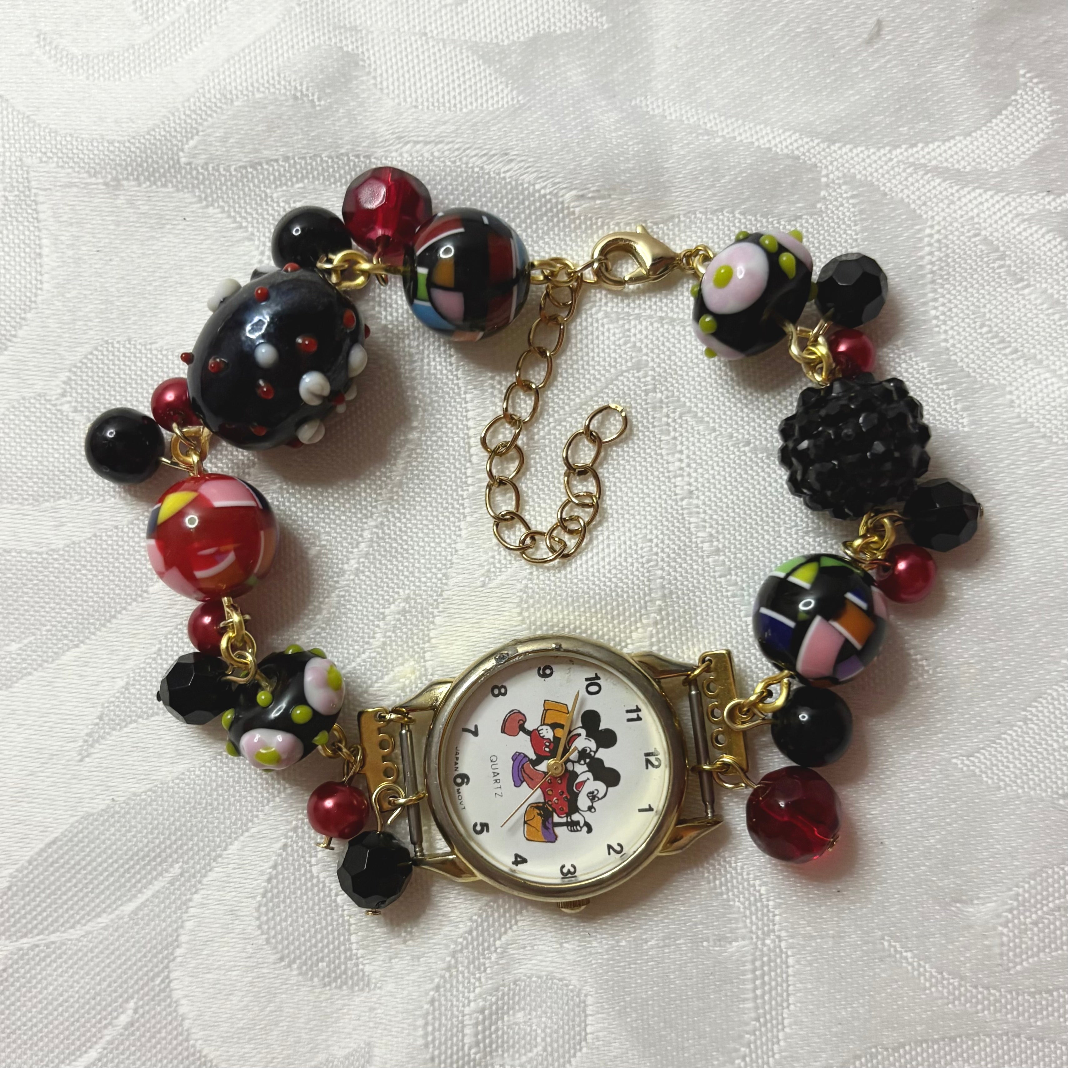 mouse working beaded watch bracelet