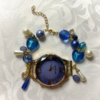 blue butterfly working beaded watch bracelet