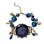 blue butterfly working beaded watch bracelet