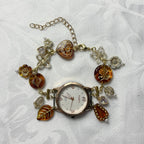 bronzed butterfly working beaded watch bracelet