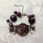 purple butterfly beaded working watch bracelet