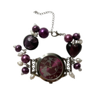 purple butterfly beaded working watch bracelet