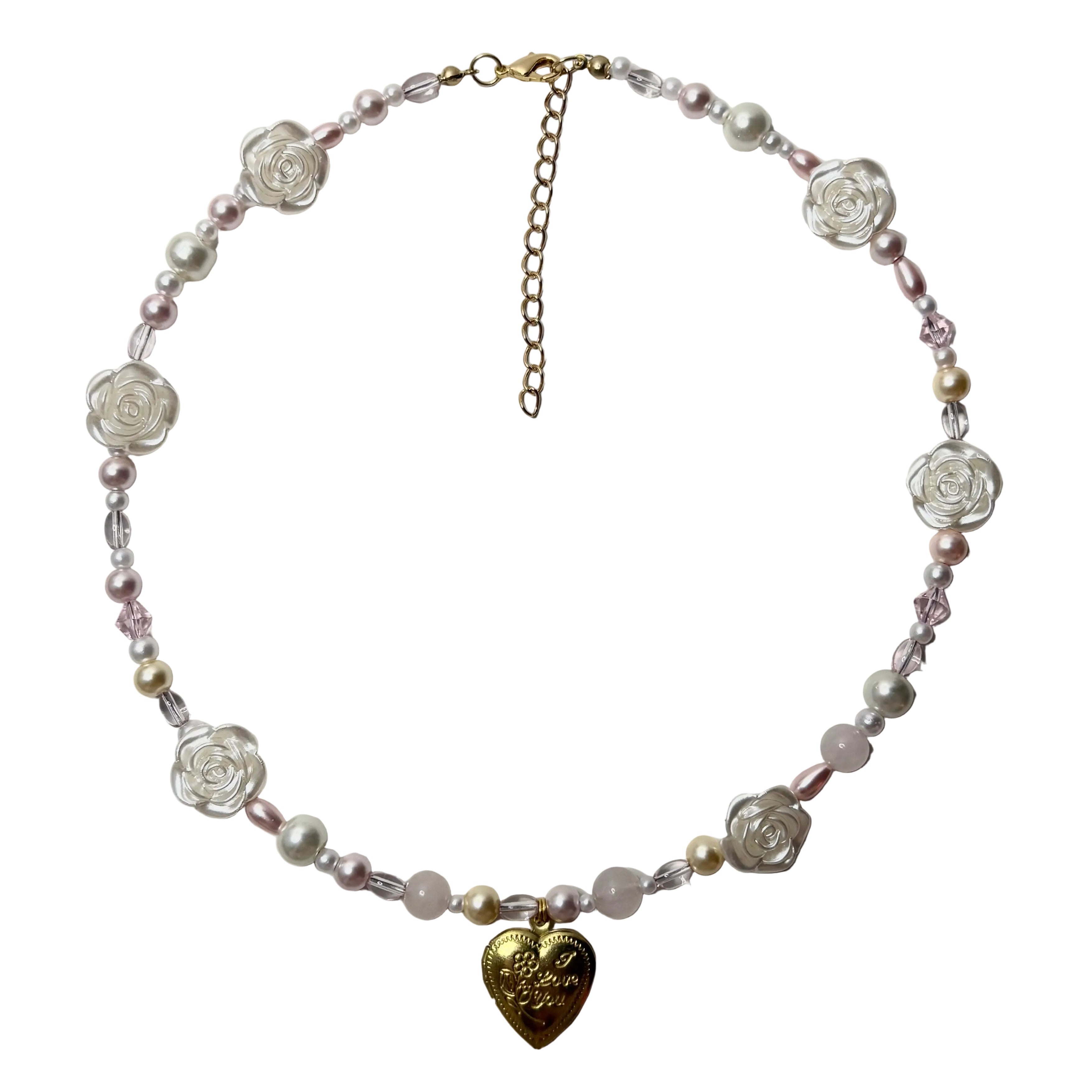 english rose beaded necklace