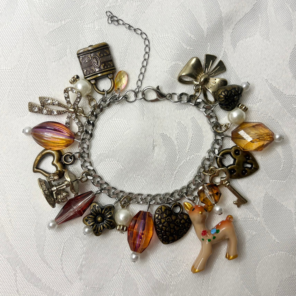 vintage deer clutter charm bracelet