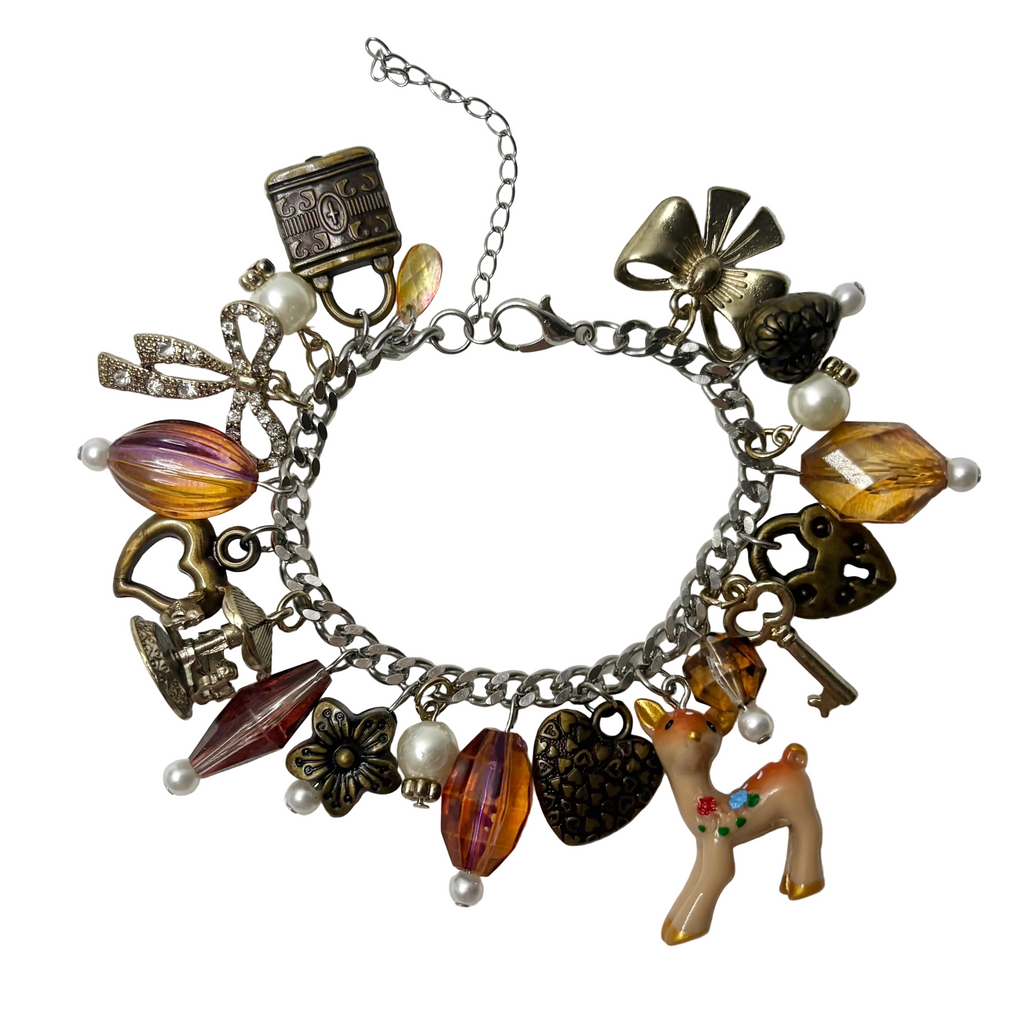 vintage deer clutter charm bracelet