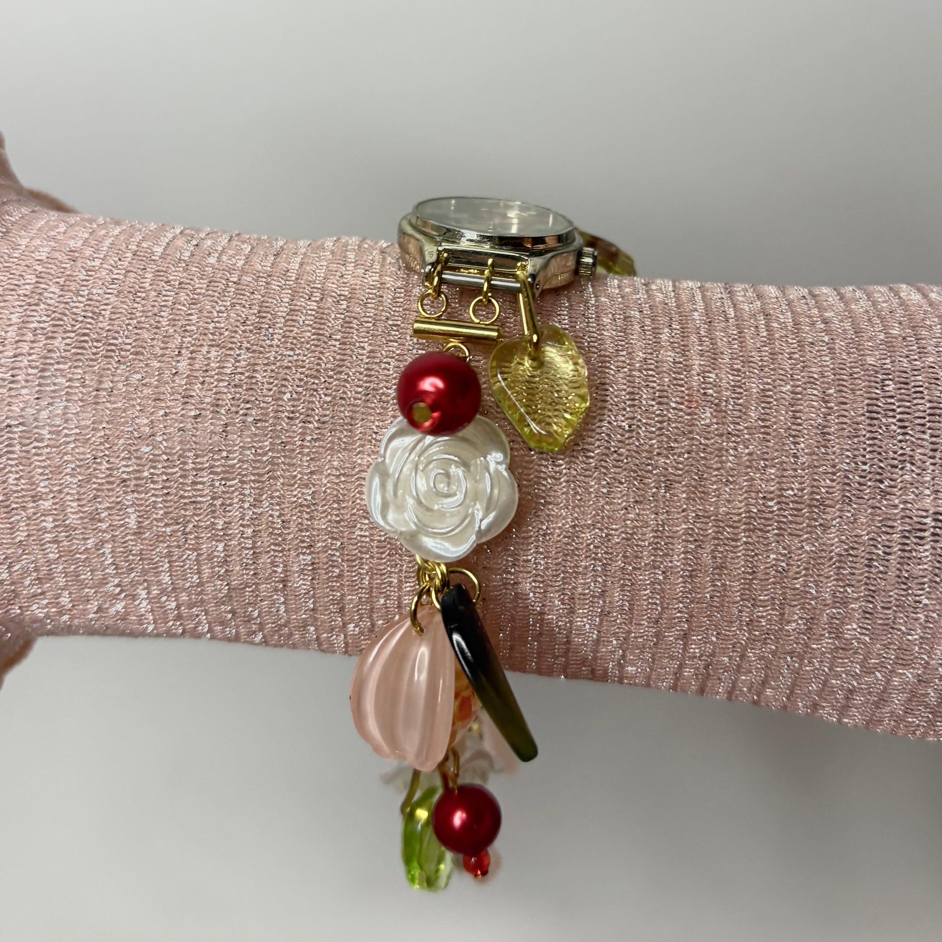 rose garden beaded watch bracelet
