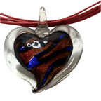 glass heart cord necklace