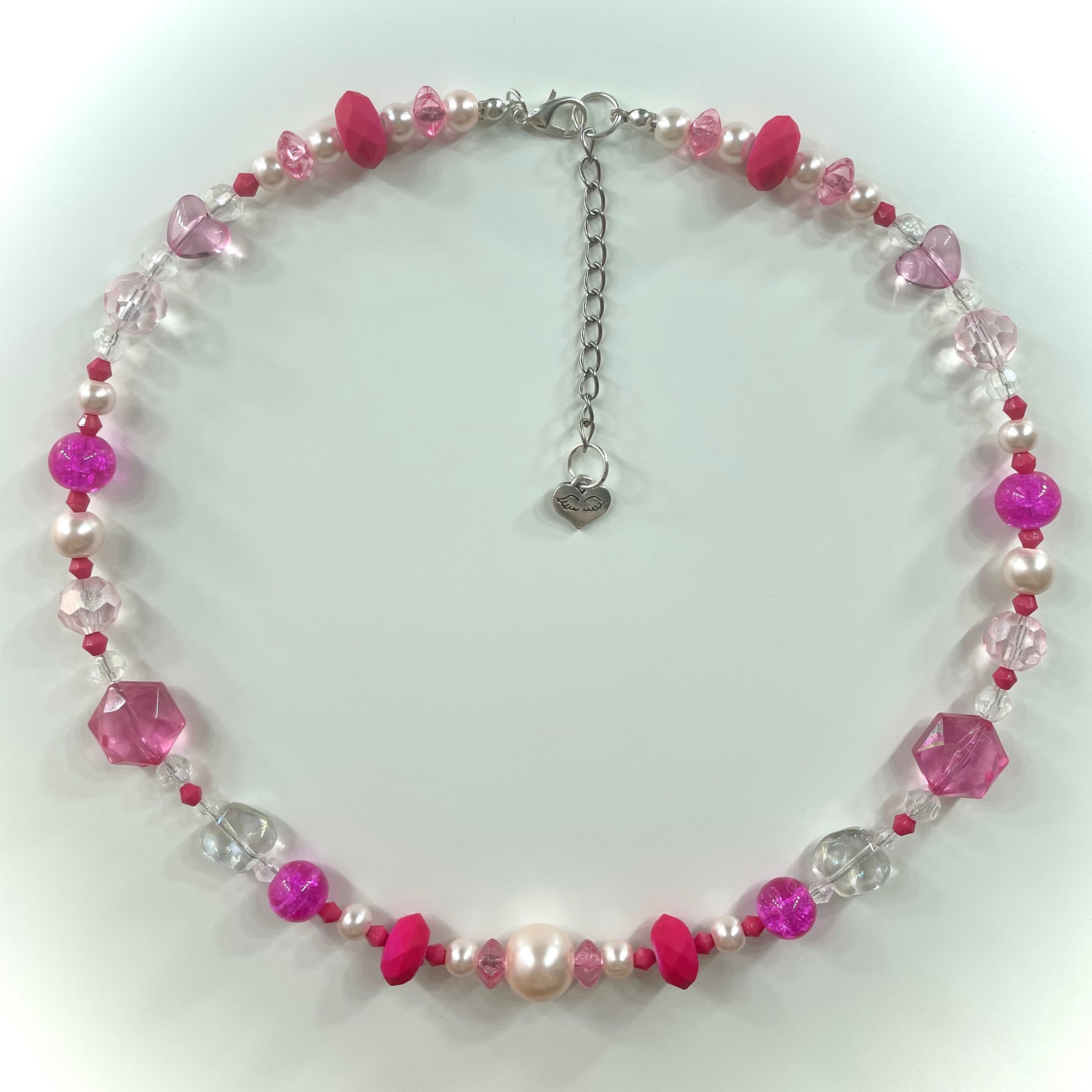 hot pink beaded necklace