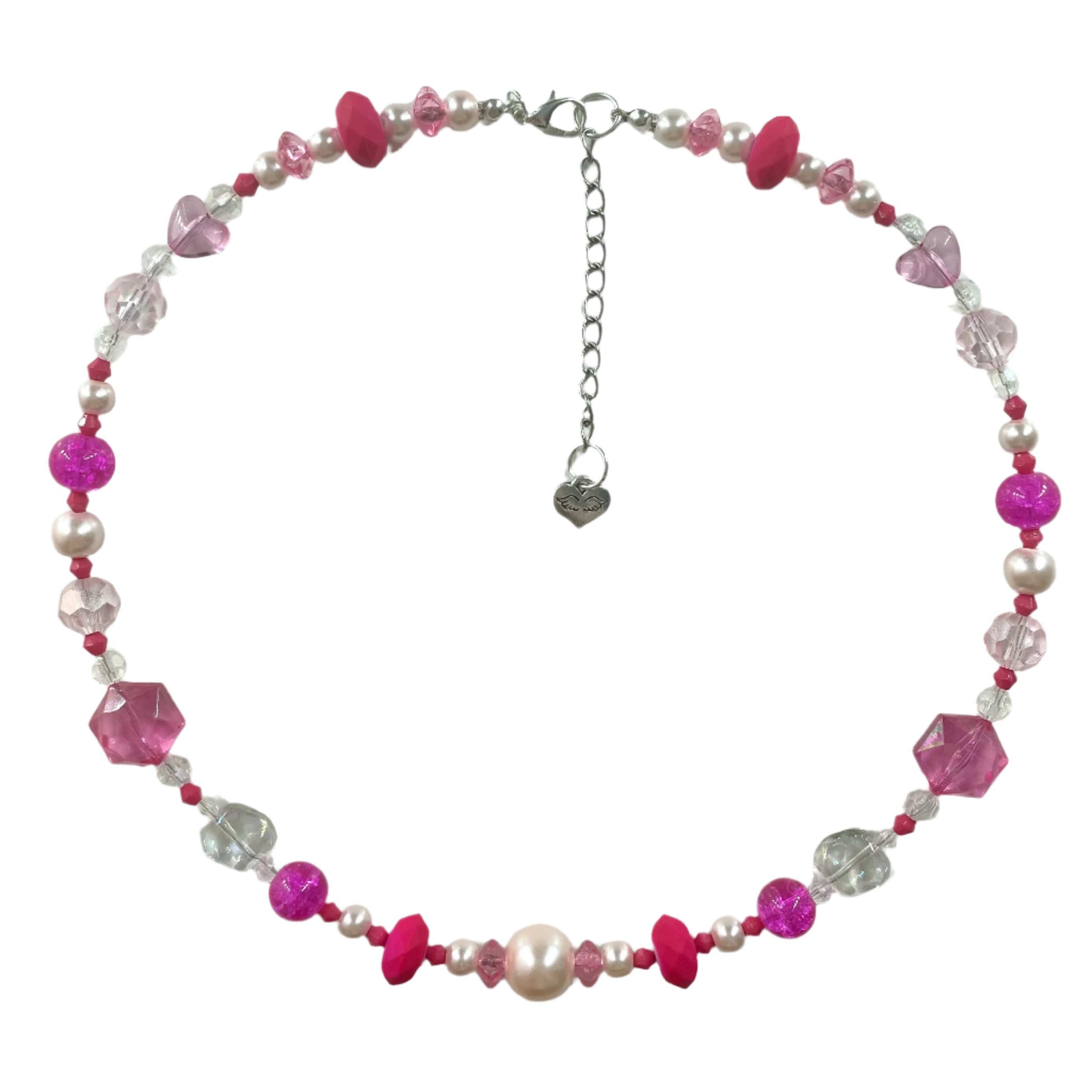 hot pink beaded necklace