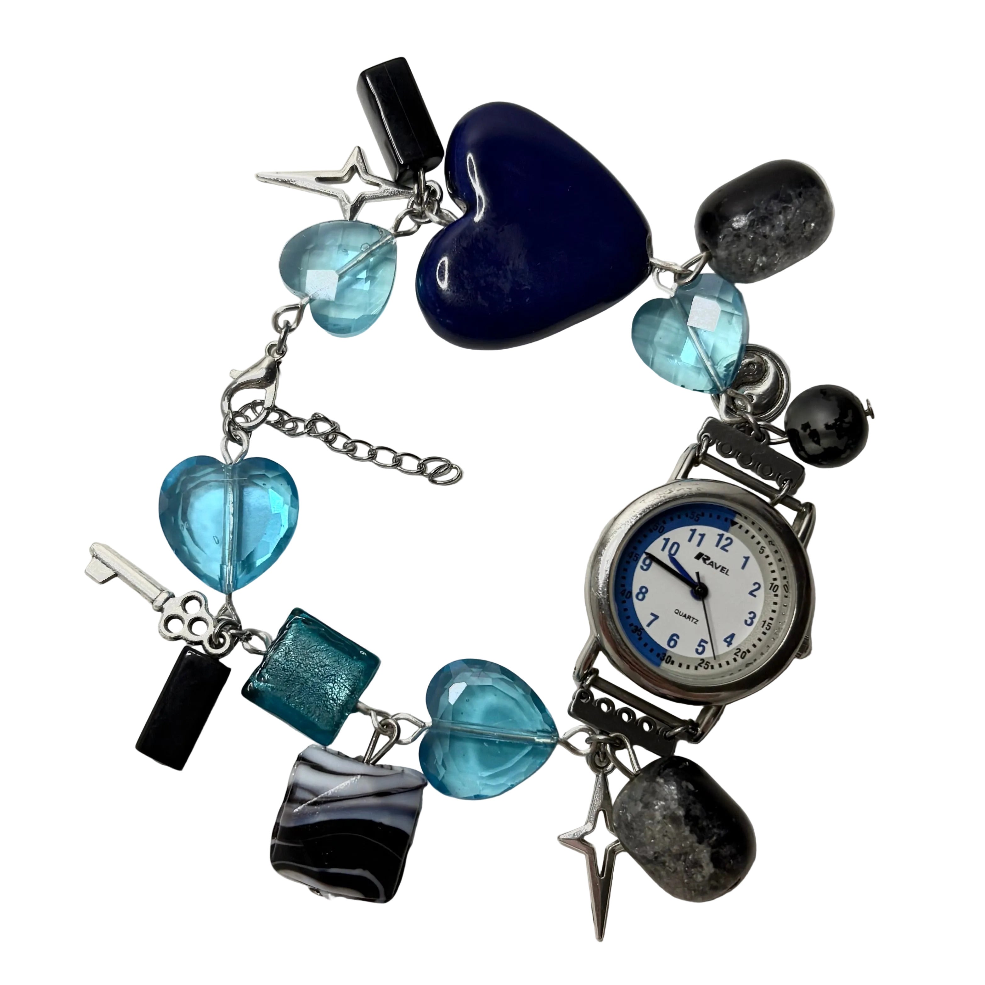 true blue beaded watch bracelet