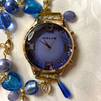 blue butterfly working beaded watch bracelet