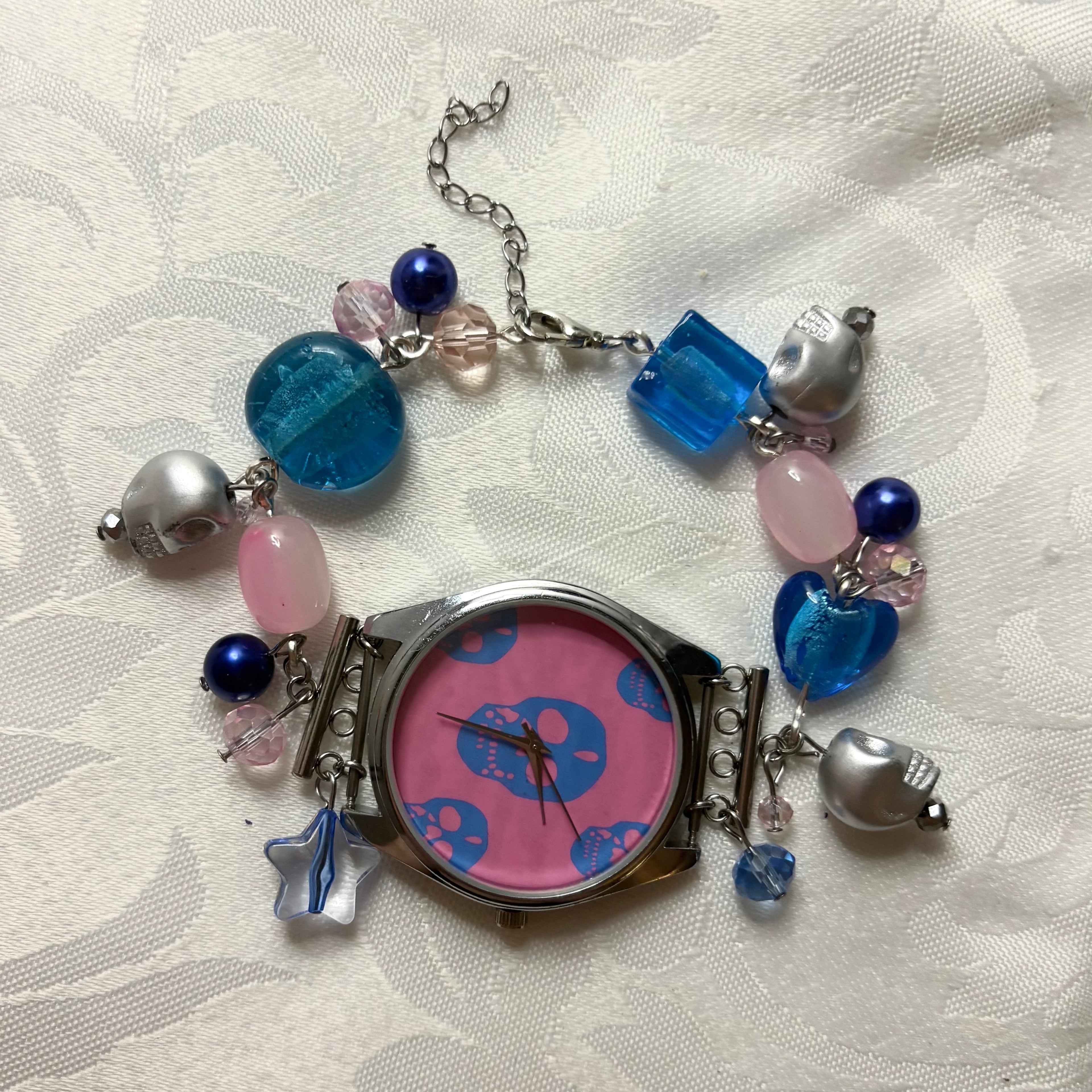 sweet skull working beaded watch bracelet