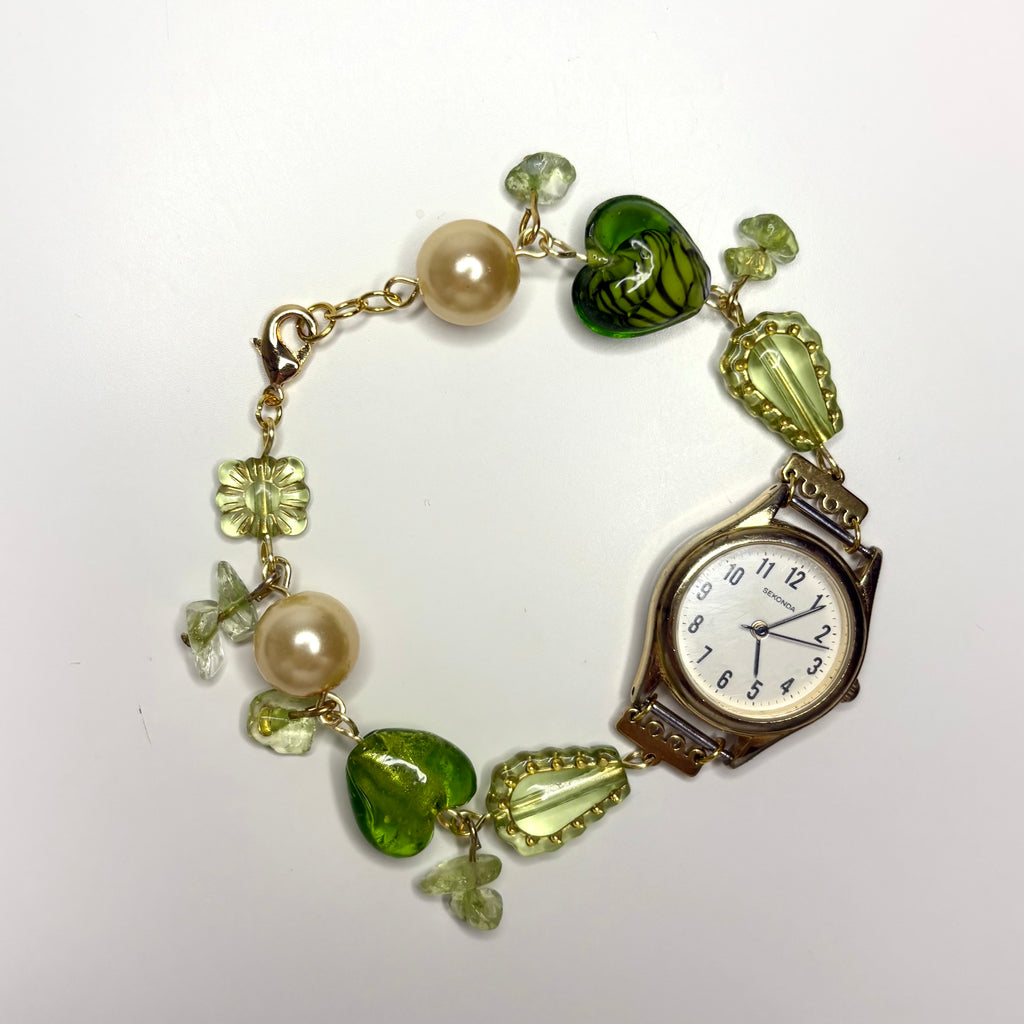 lilypad beaded watch bracelet