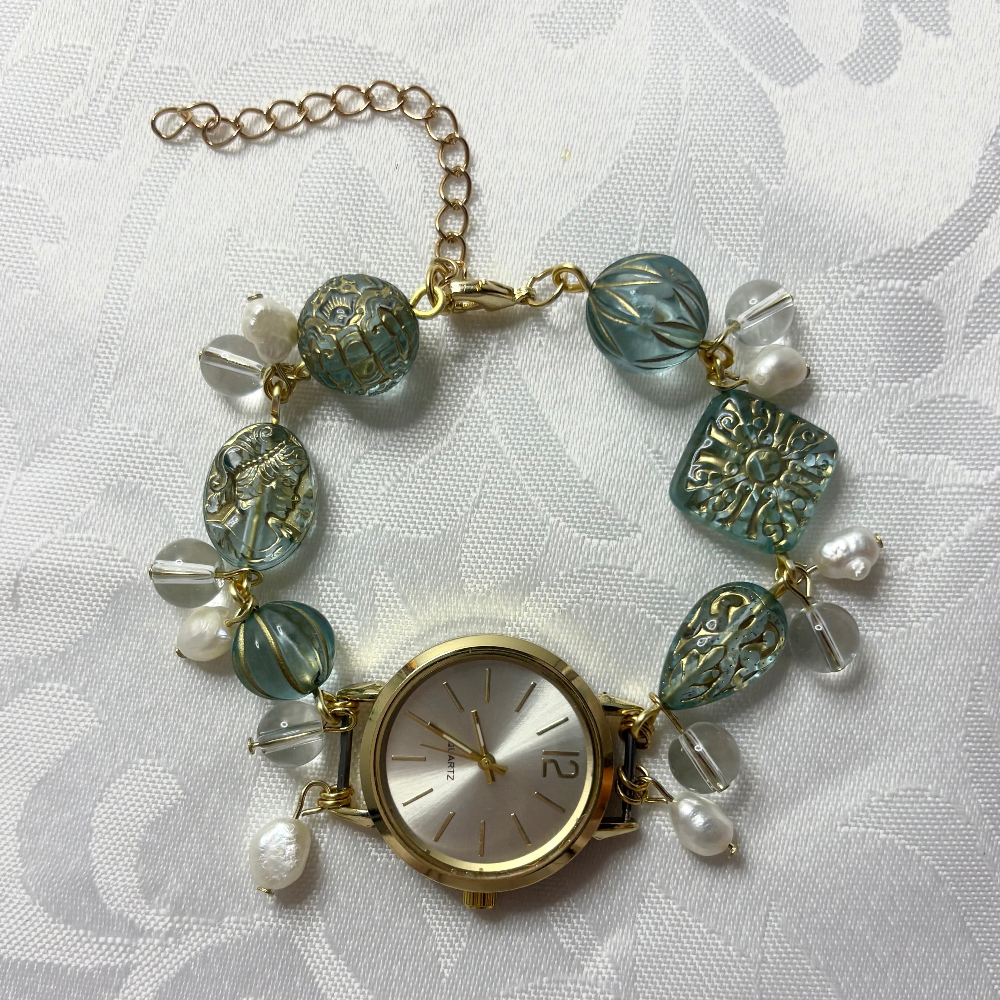royal working beaded watch bracelet