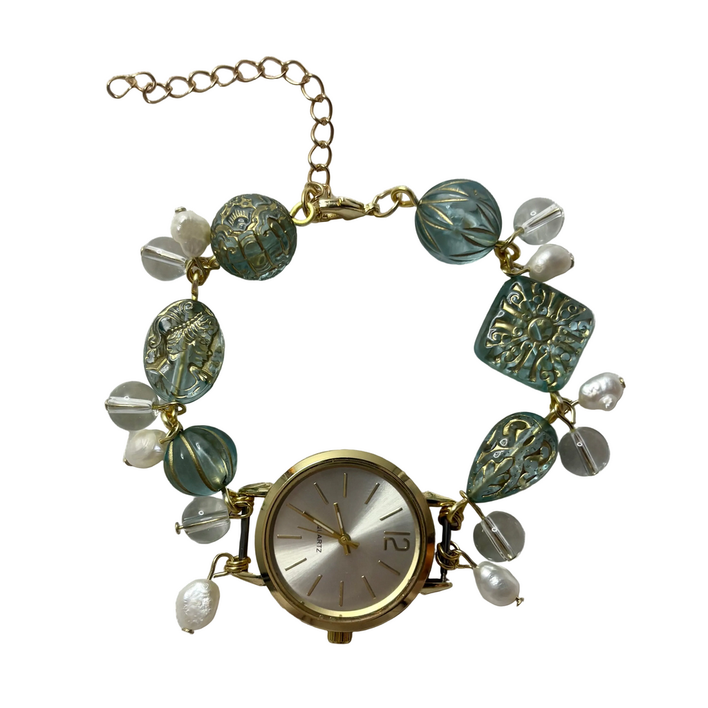 royal working beaded watch bracelet