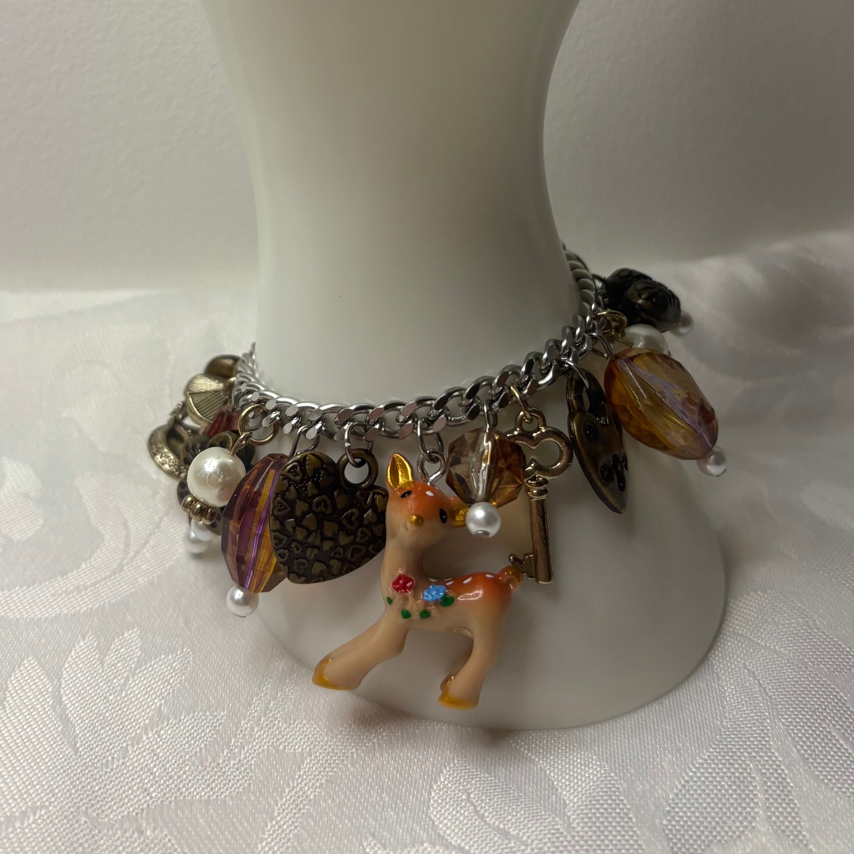 vintage deer clutter charm bracelet