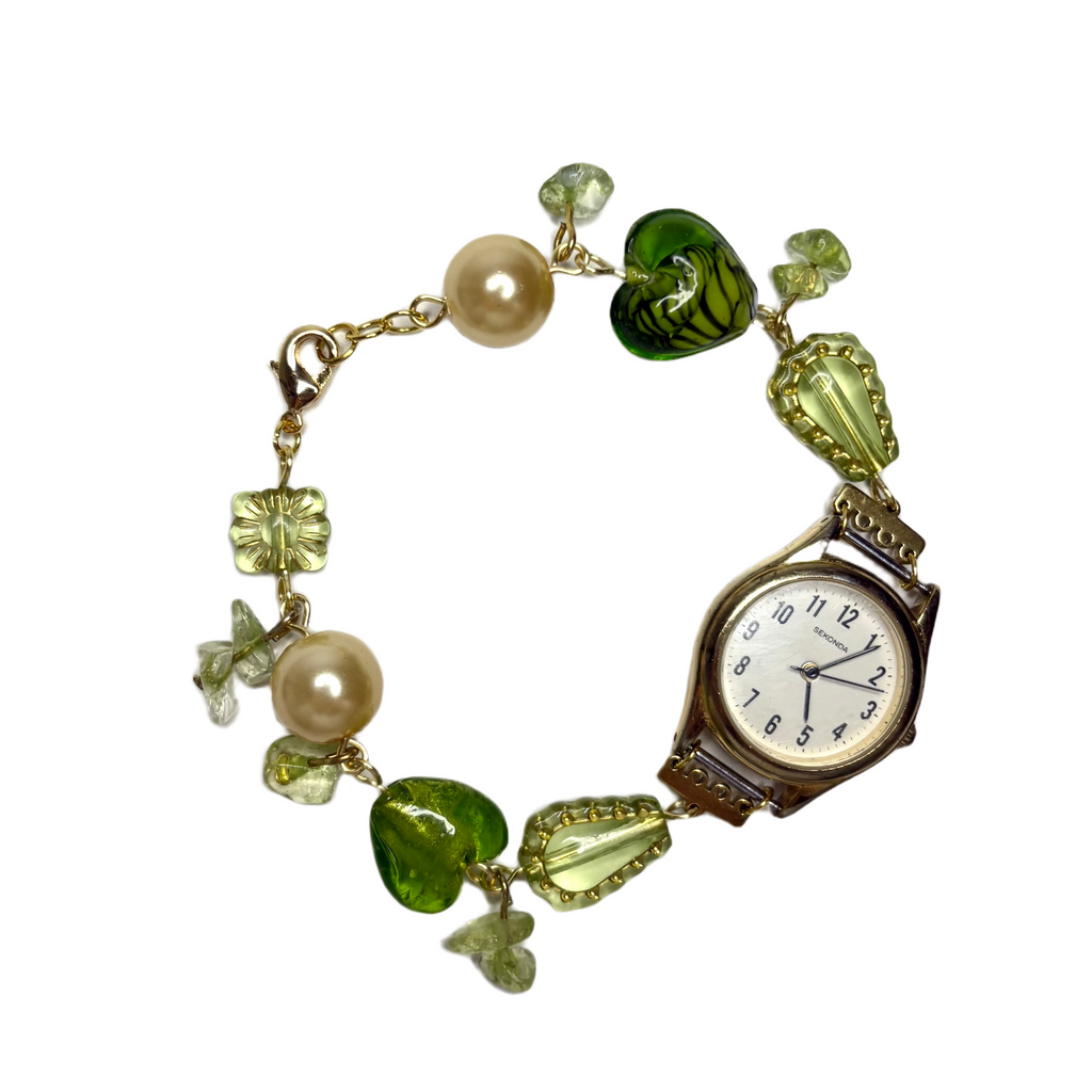 lilypad beaded watch bracelet