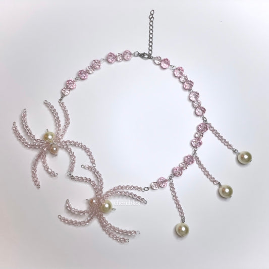 pink spider necklace