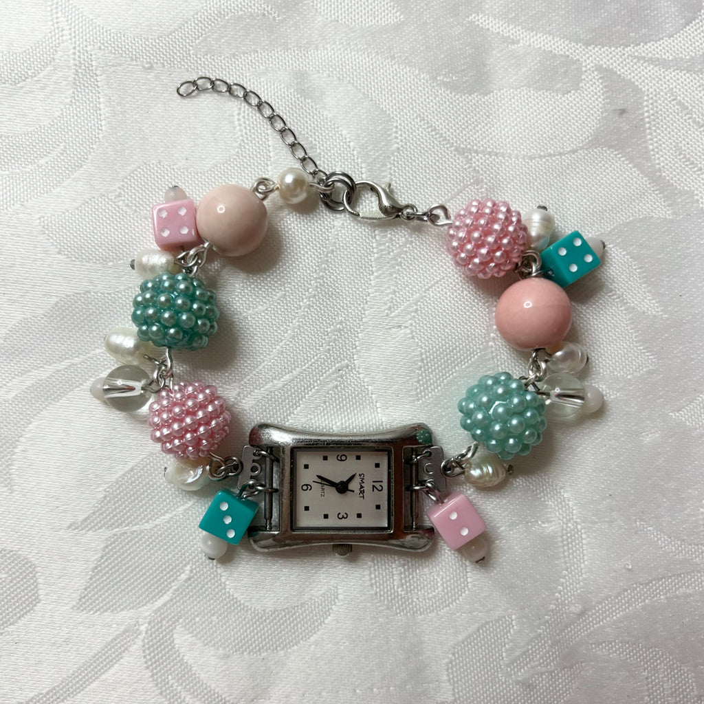 bubble working beaded watch bracelet