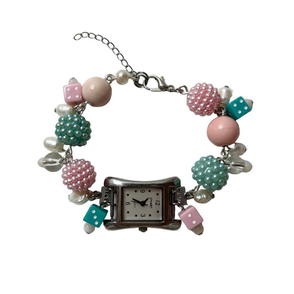 bubble working beaded watch bracelet