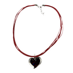 glass heart cord necklace
