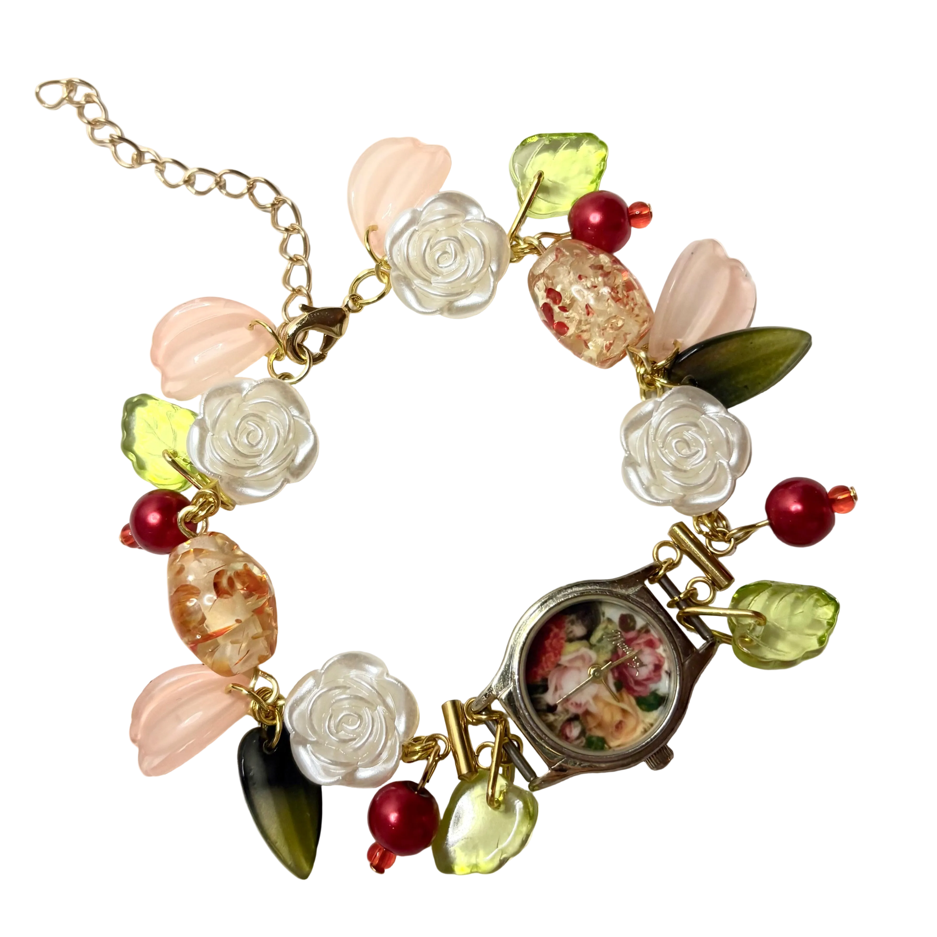 rose garden beaded watch bracelet