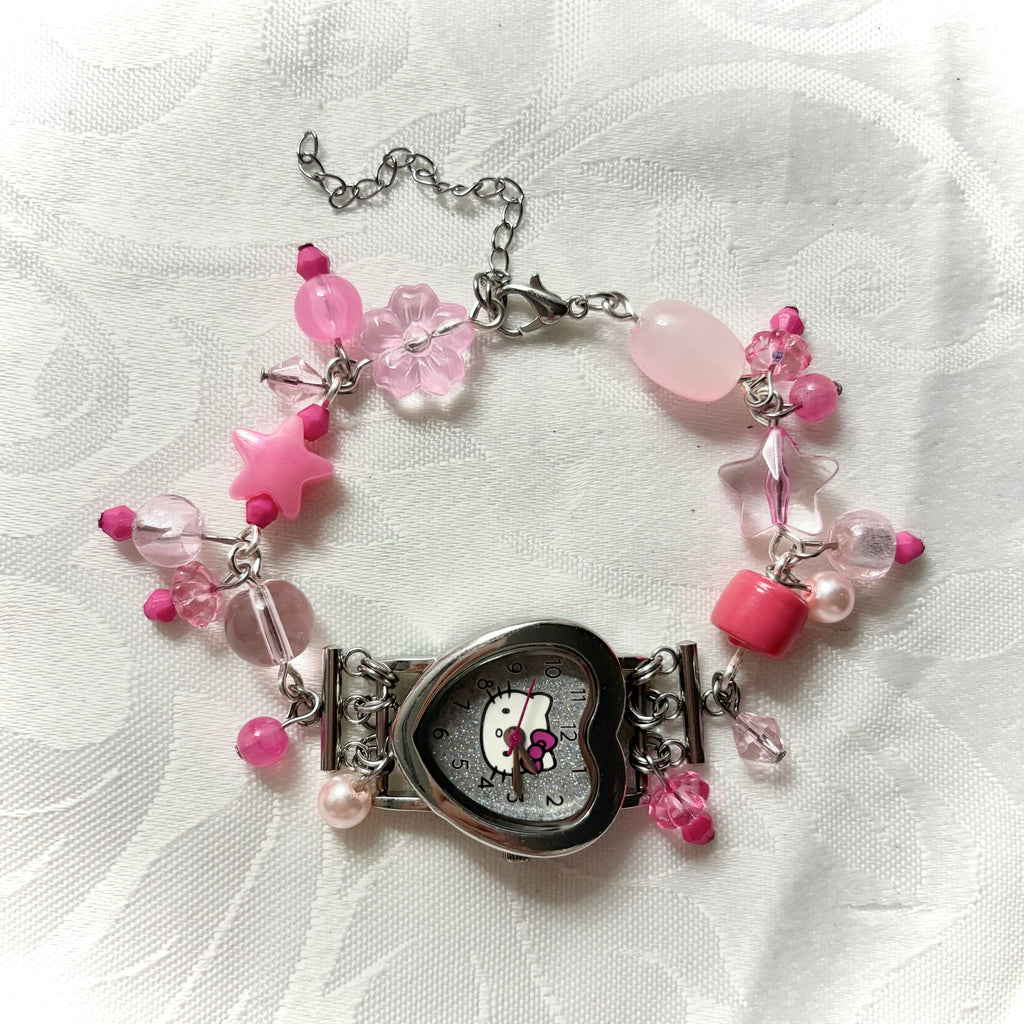 kitty working beaded watch bracelet