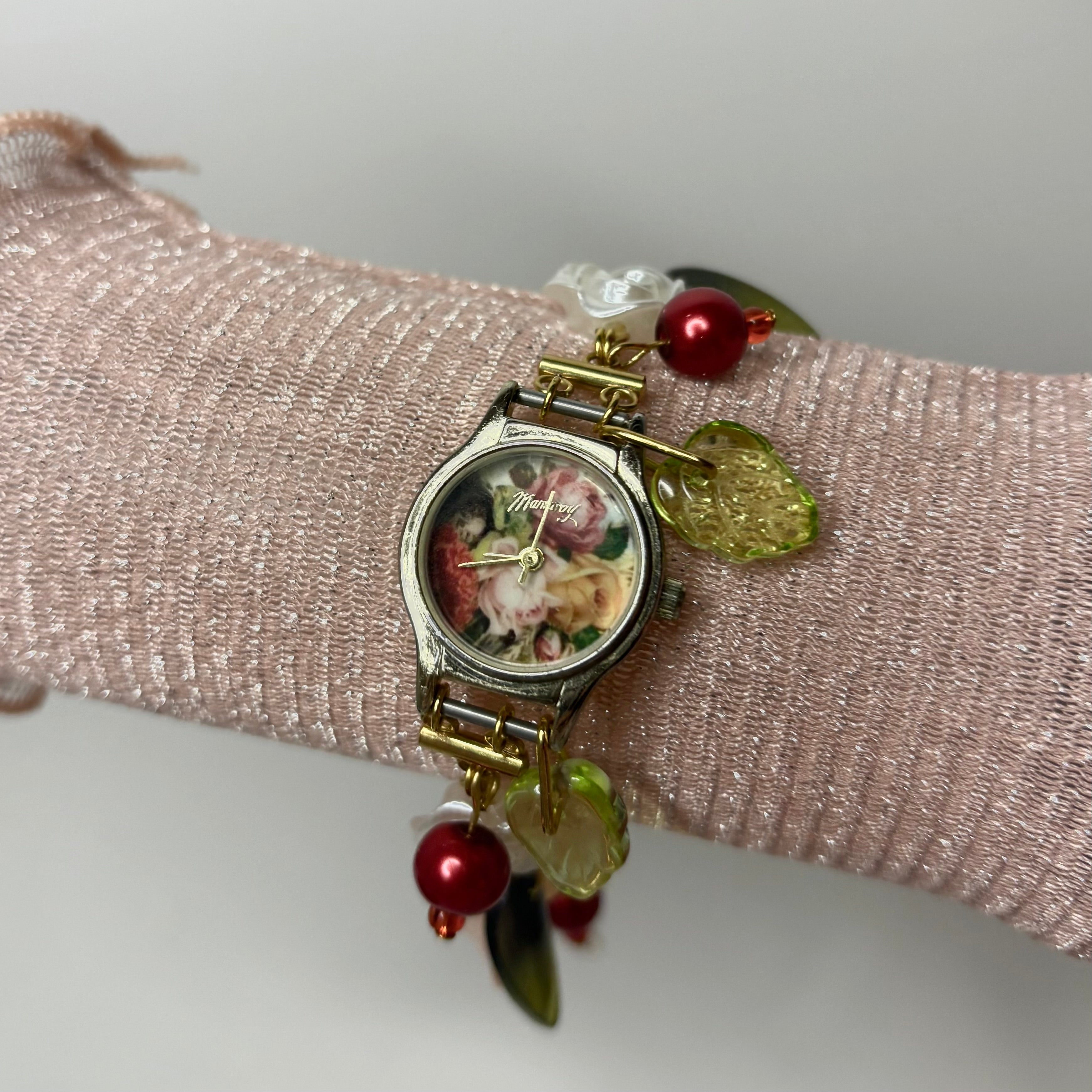 rose garden beaded watch bracelet