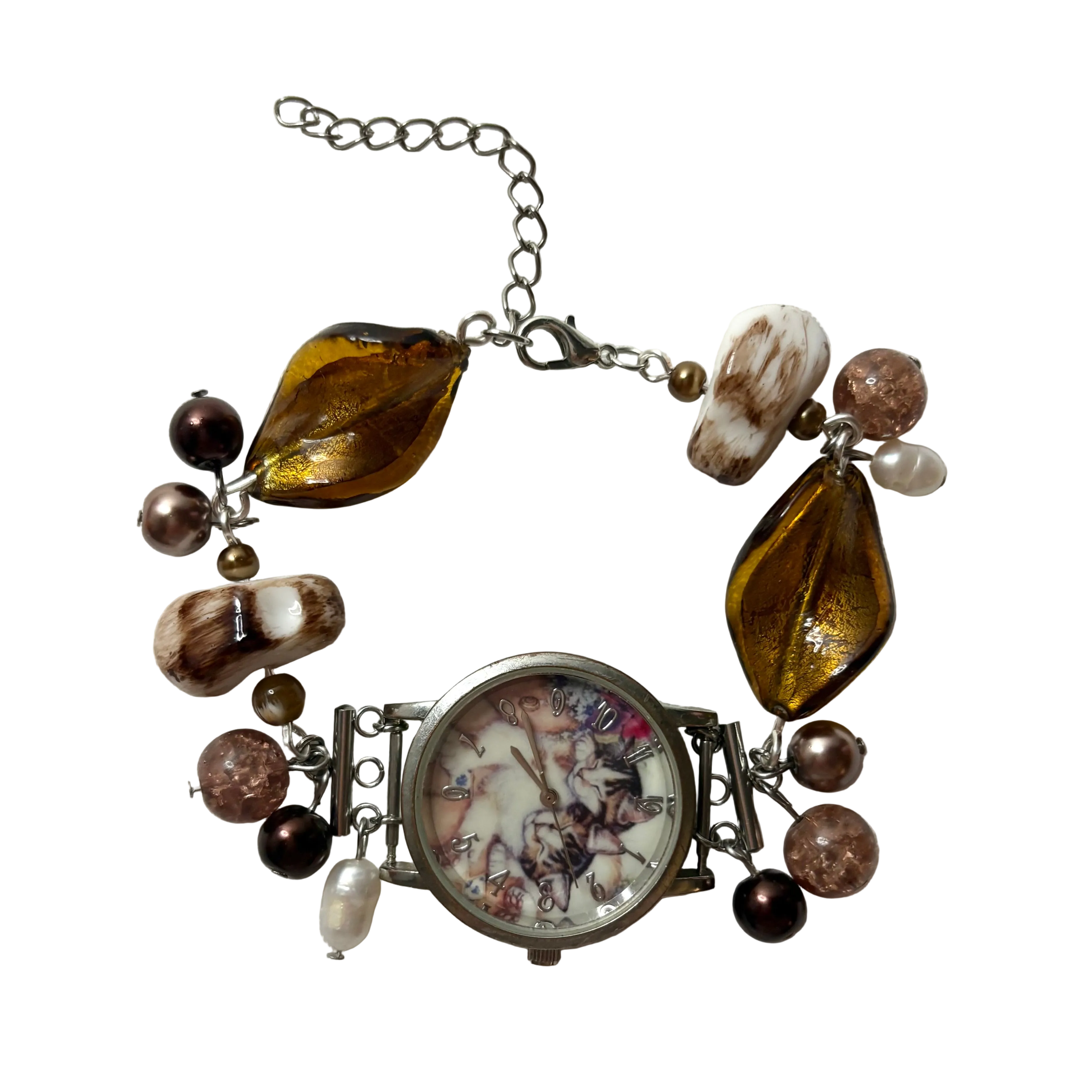 kitty luv working beaded watch bracelet