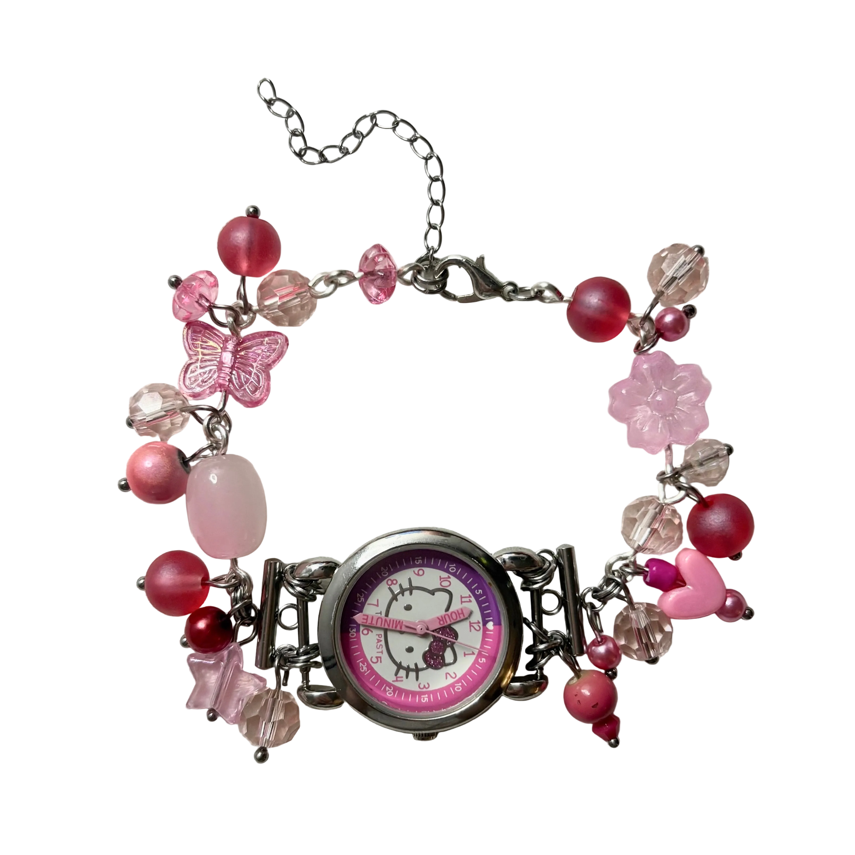 pink kitty working watch bracelet