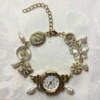 white butterfly working beaded watch bracelet