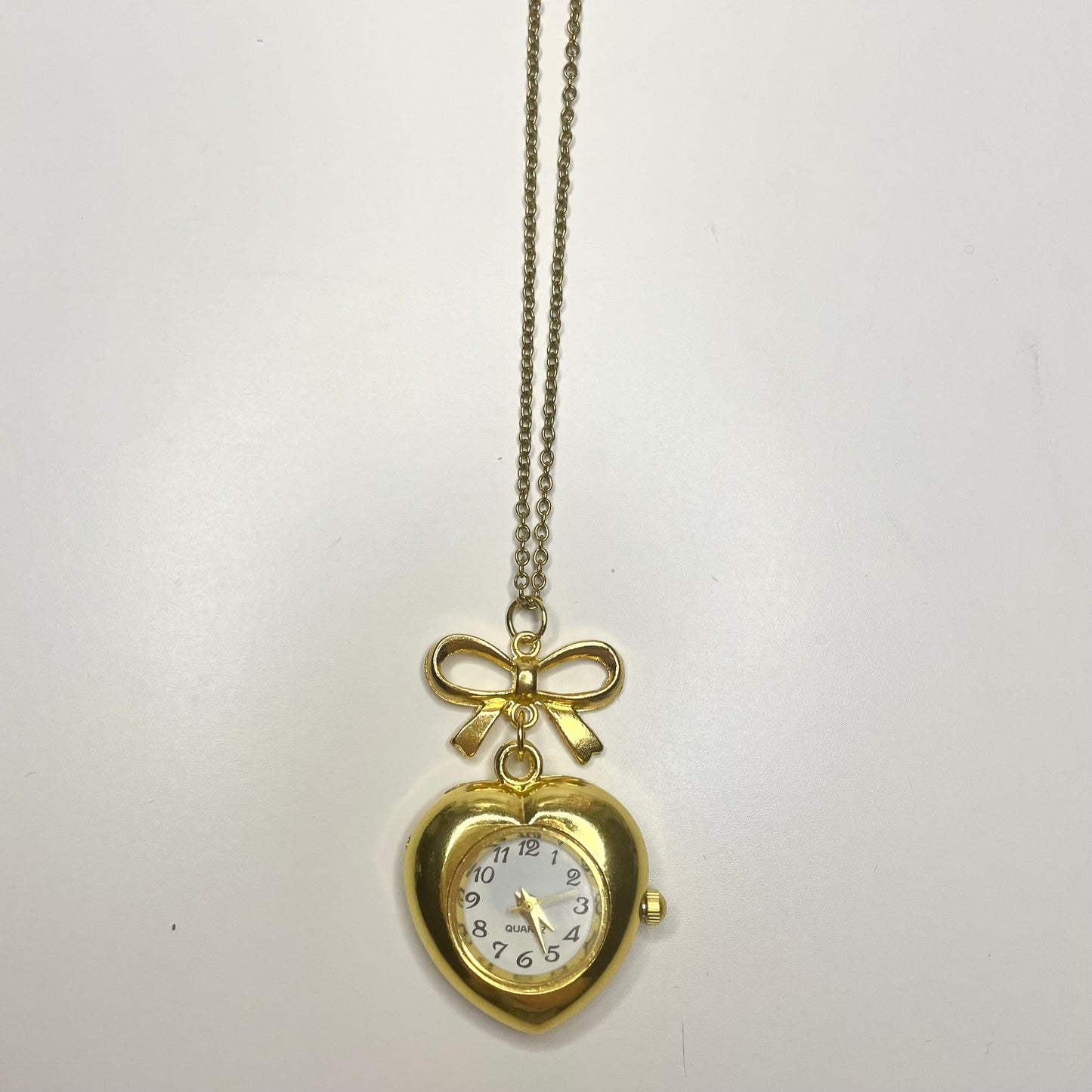 dorothy heart watch necklace in gold tone