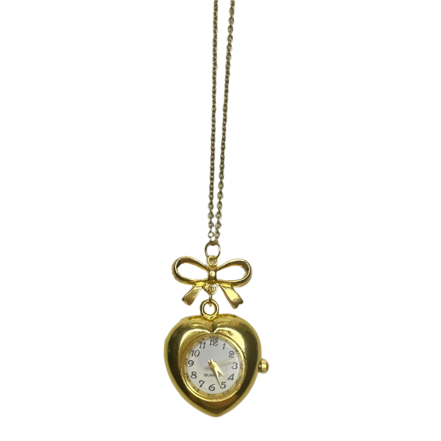 dorothy heart watch necklace in gold tone