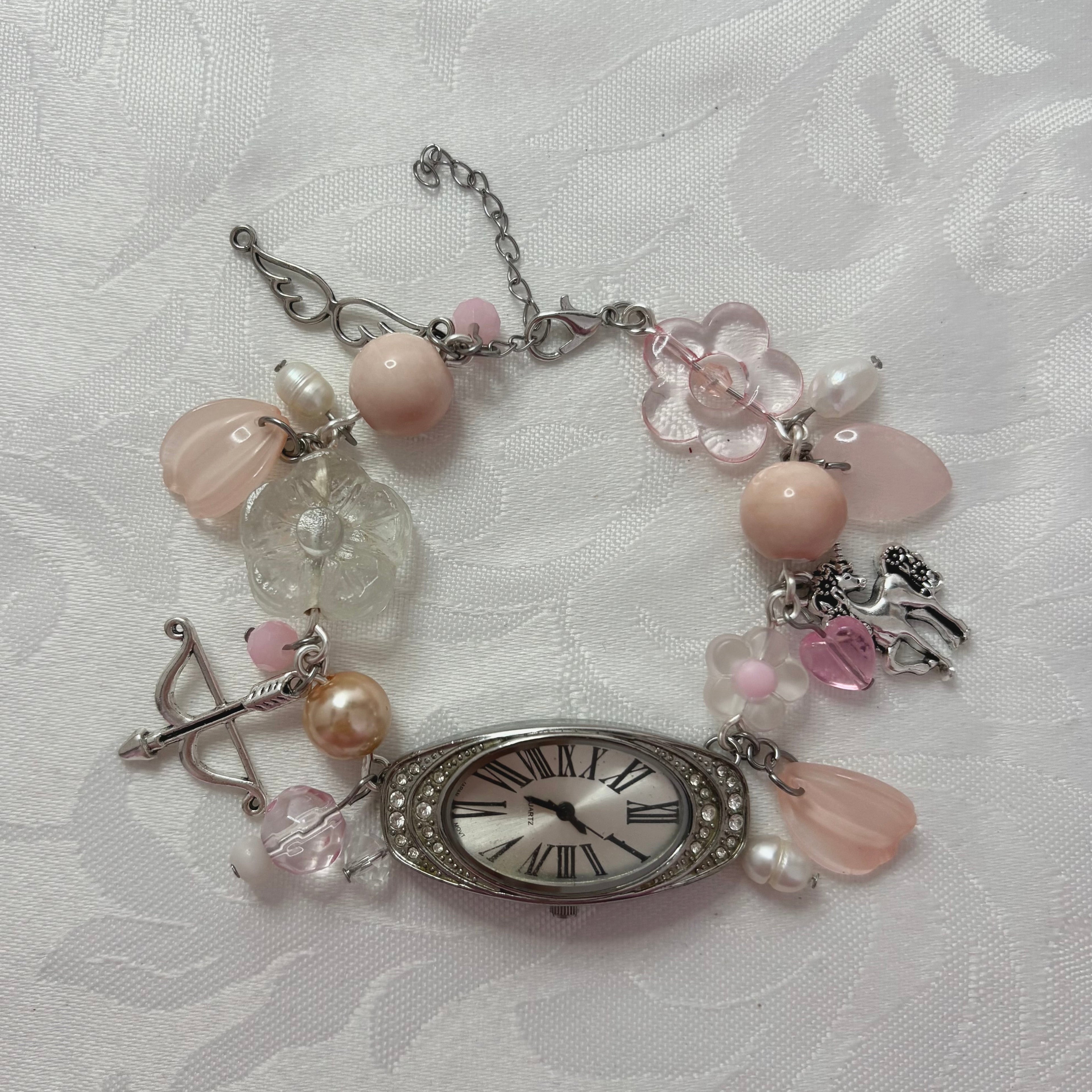 fairytale princess working beaded watch bracelet