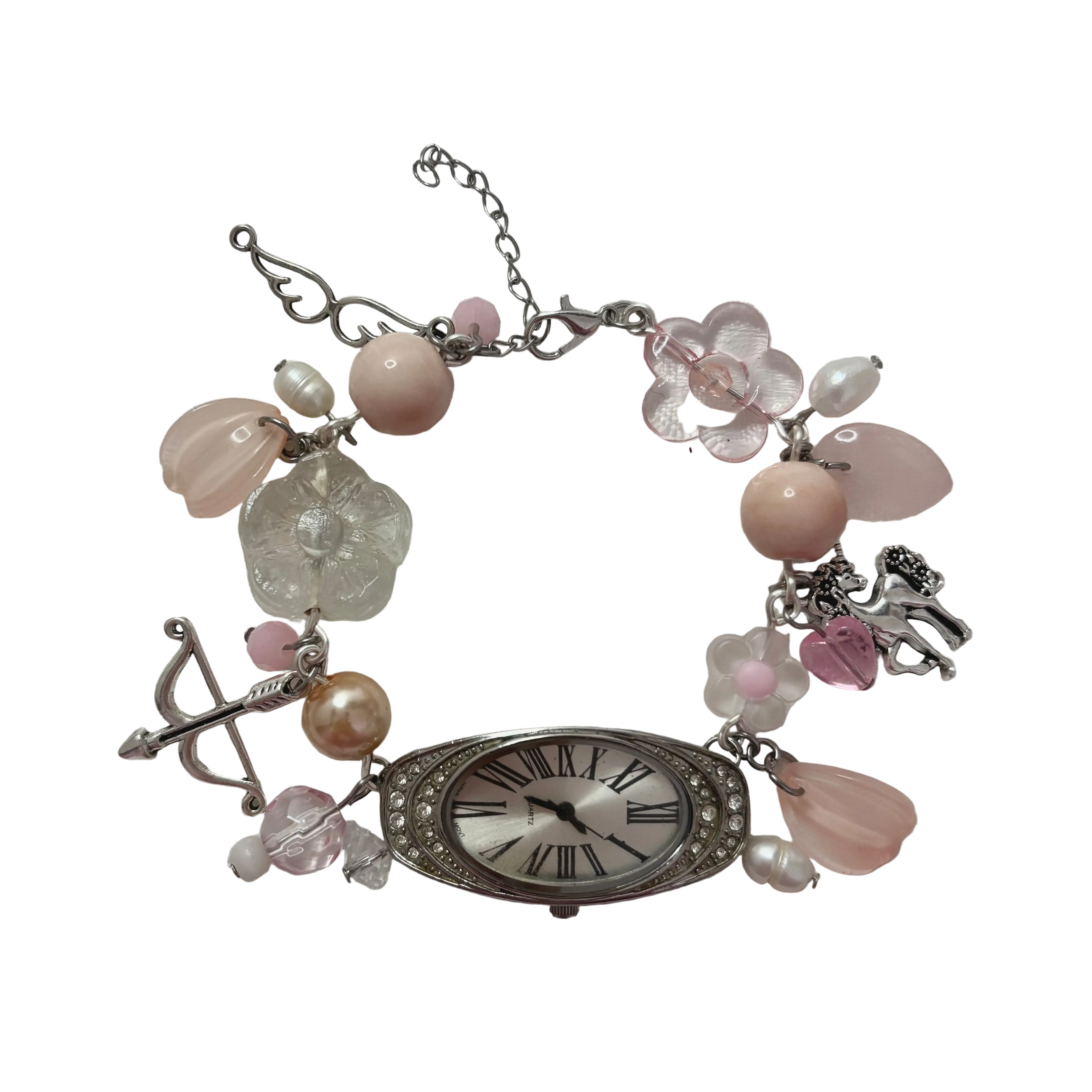 fairytale princess working beaded watch bracelet