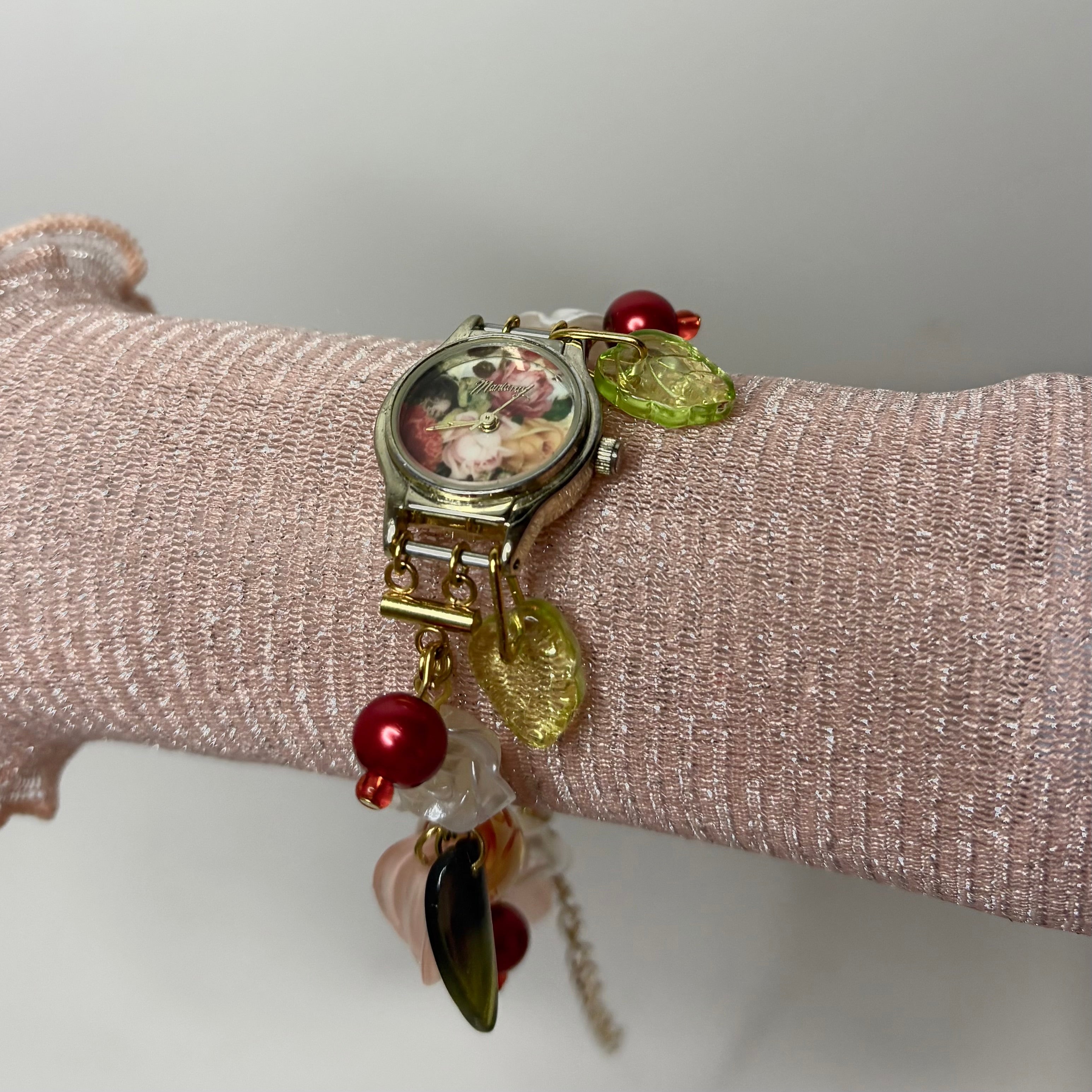 rose garden beaded watch bracelet