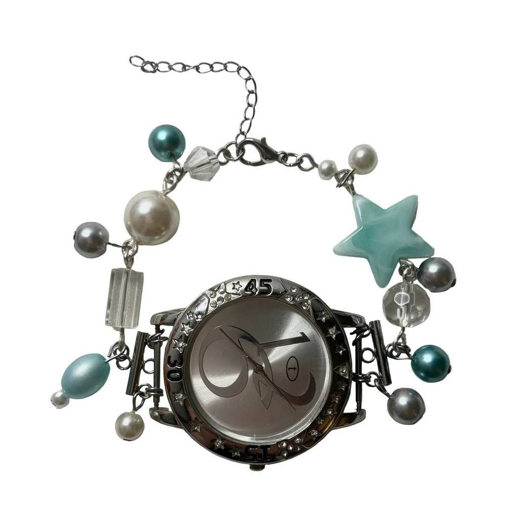 superstar working beaded watch bracelet