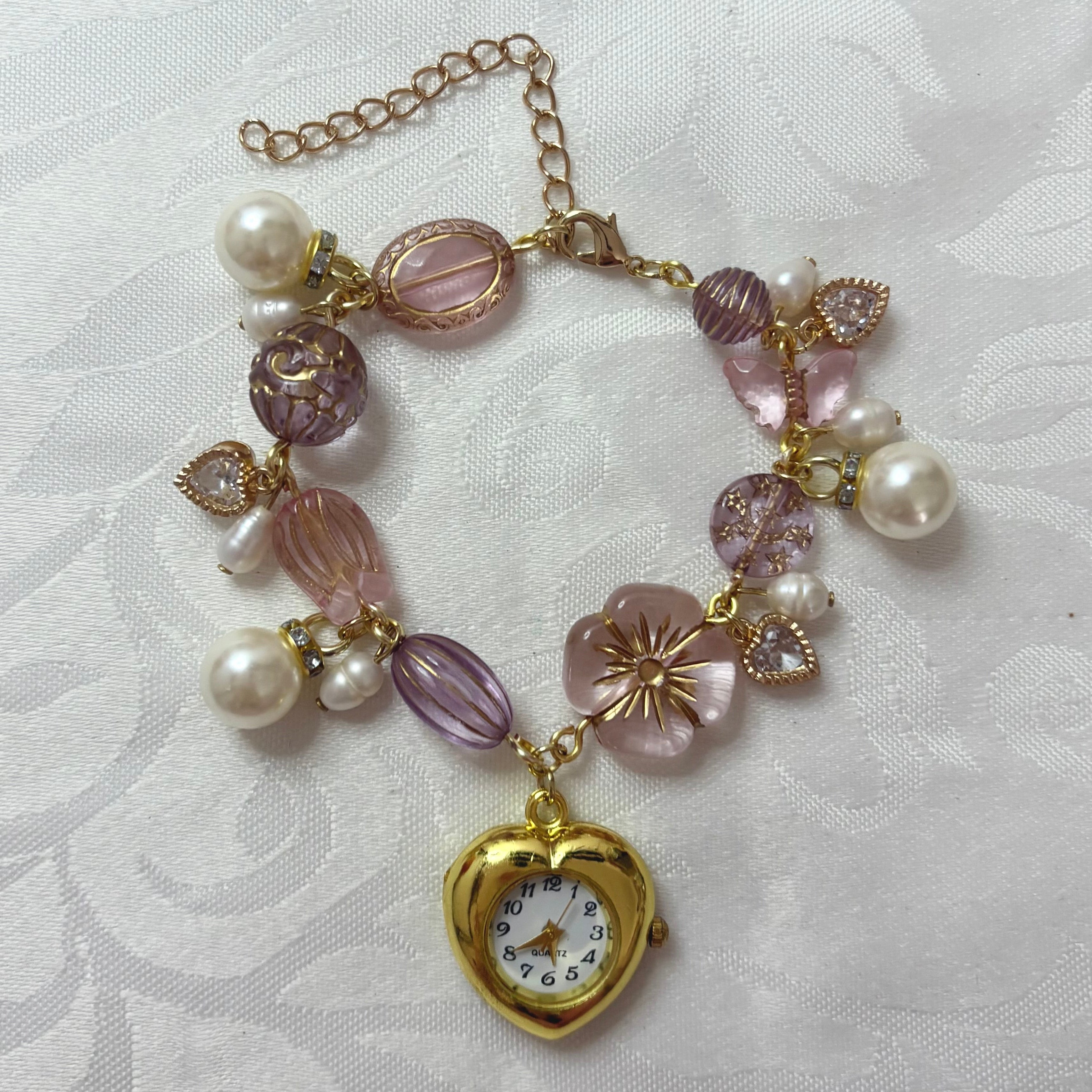 petunia working beaded watch bracelet