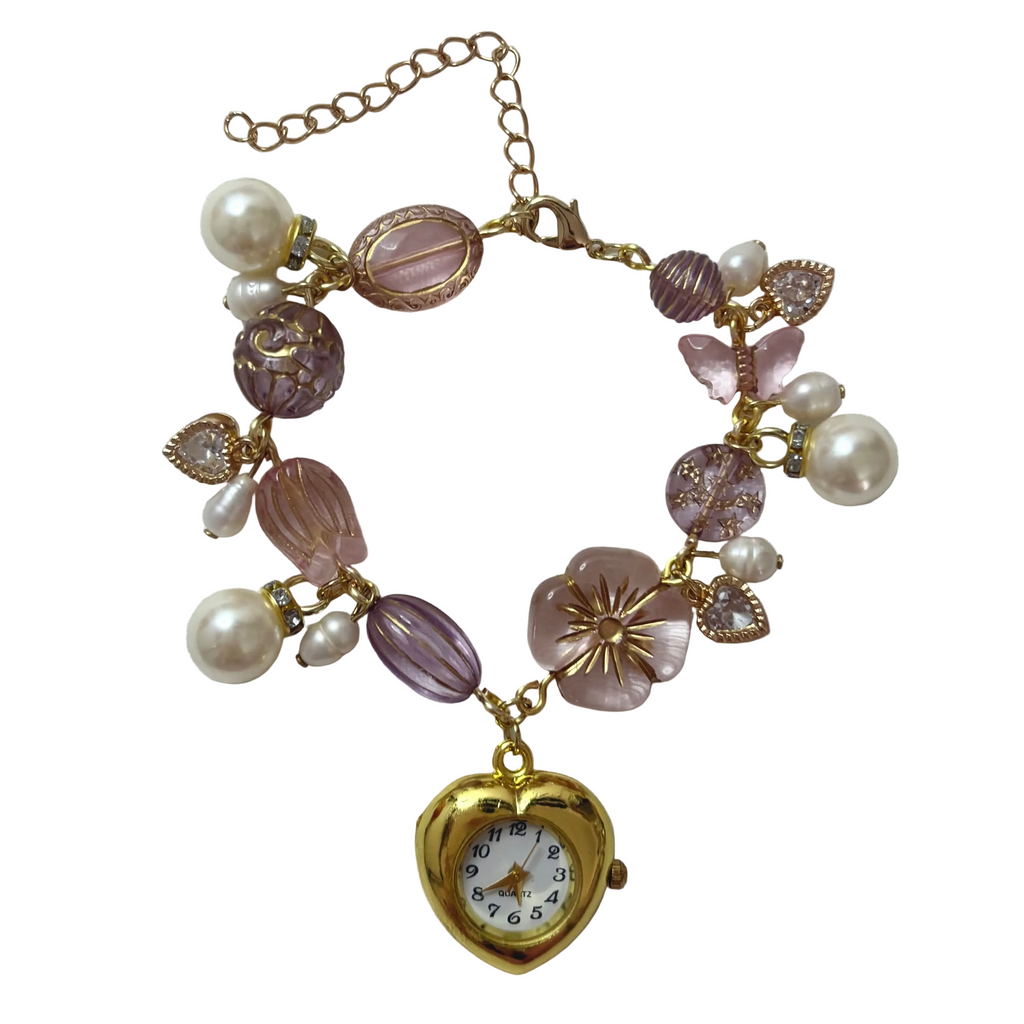 petunia working beaded watch bracelet