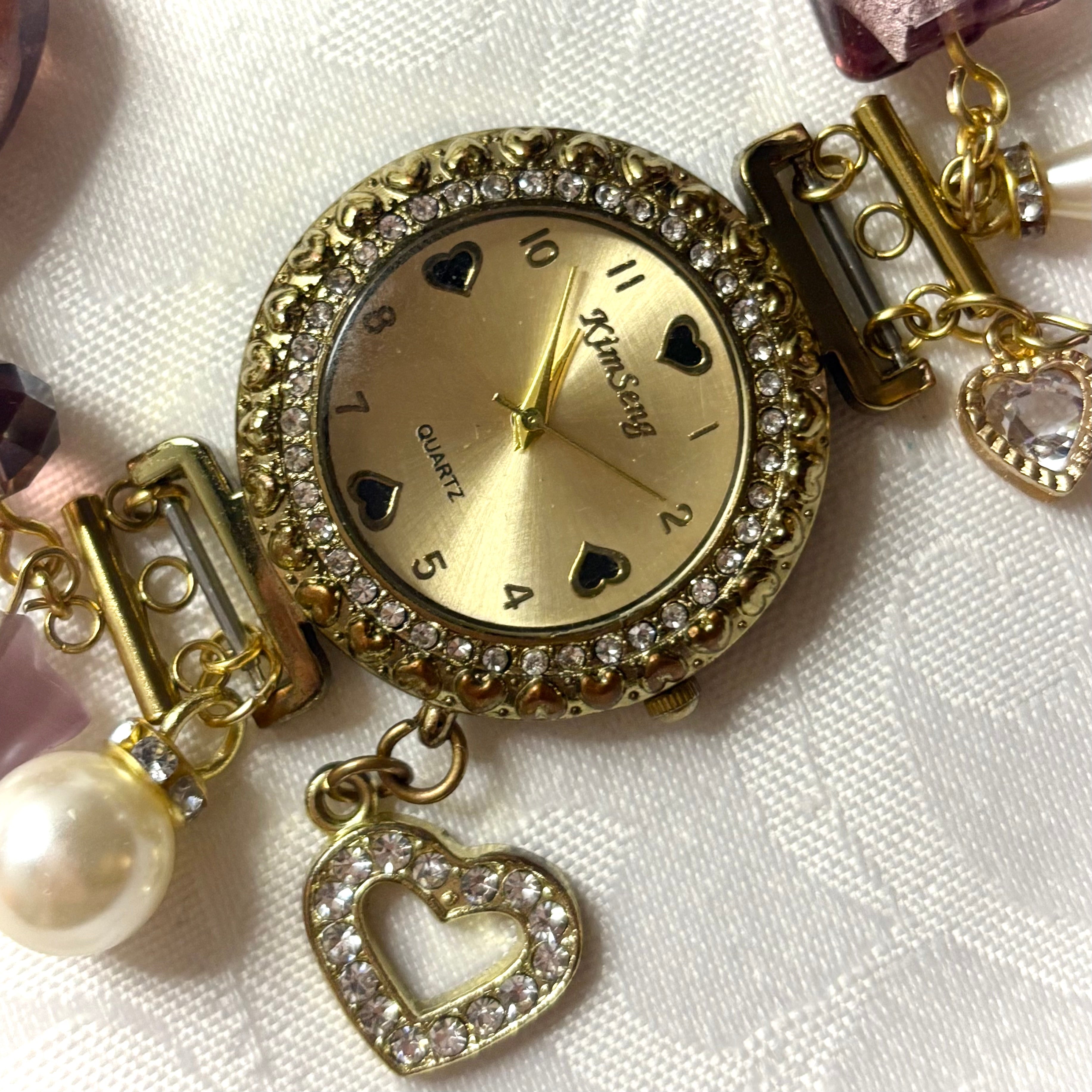 rhinestone princess working beaded watch bracelet