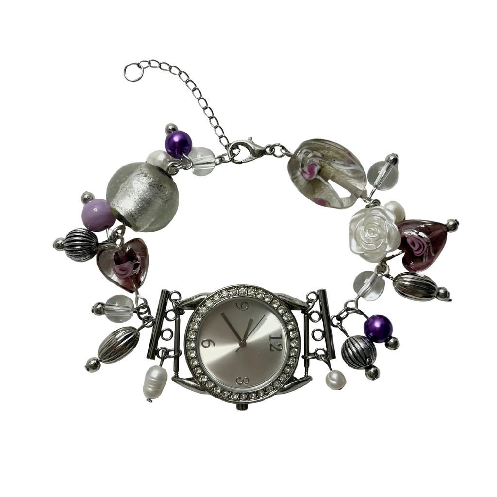 julia working beaded watch bracelet