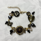 midnight black working beaded watch bracelet