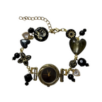 midnight black working beaded watch bracelet