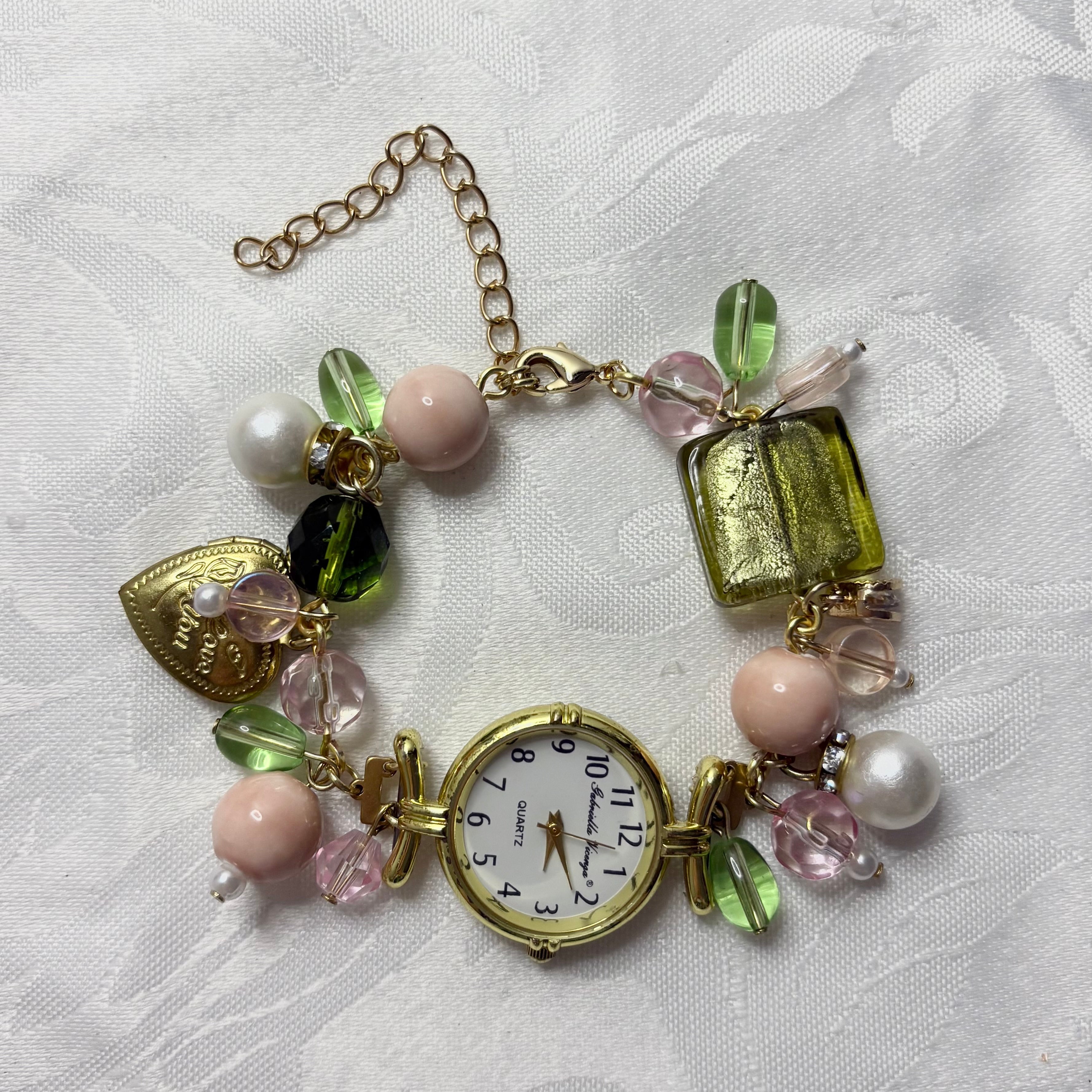 swamp fairy working beaded watch bracelet