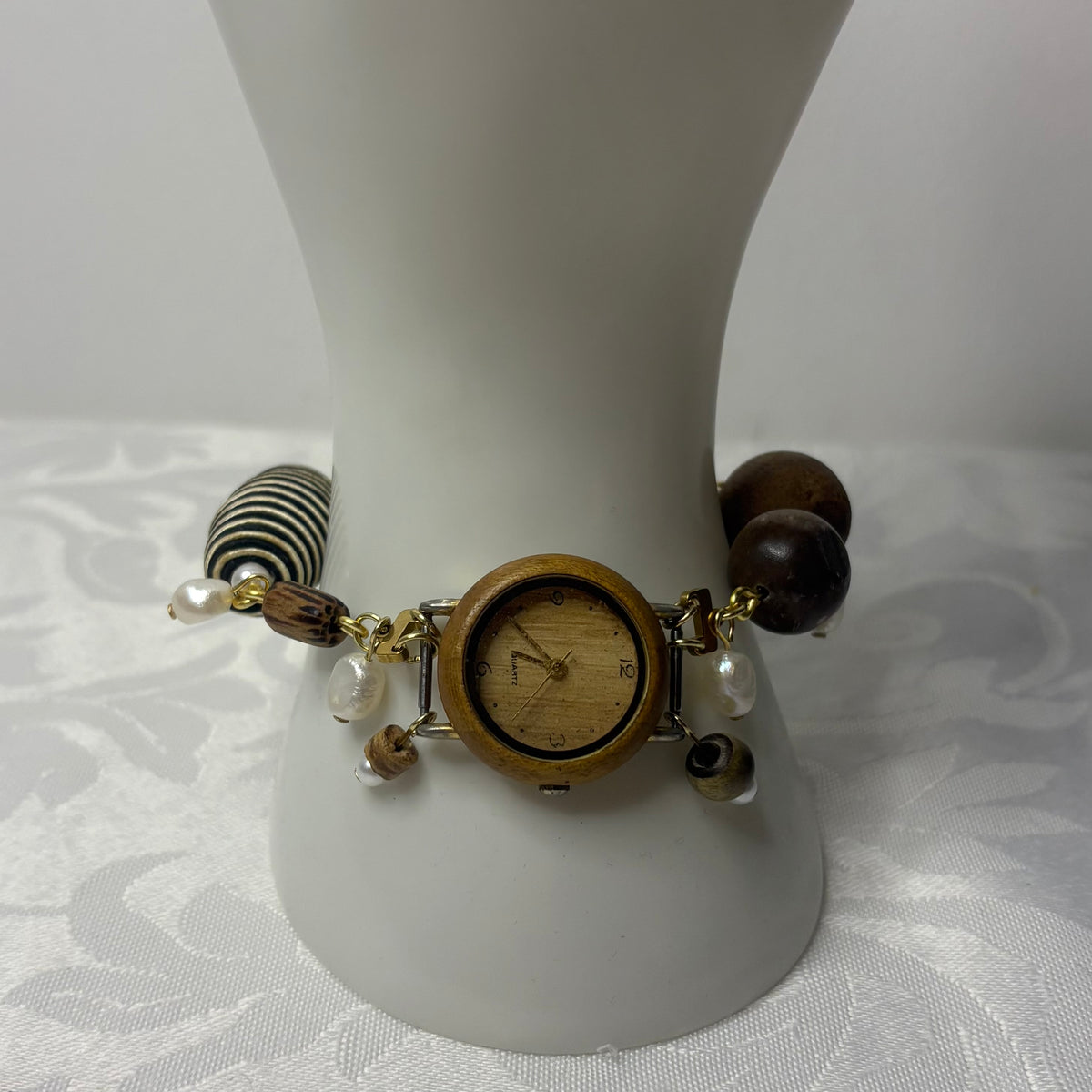 earthy working beaded watch bracelet