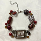 red ready working beaded watch bracelet
