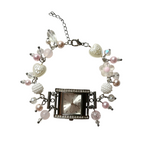 snowy working beaded watch bracelet