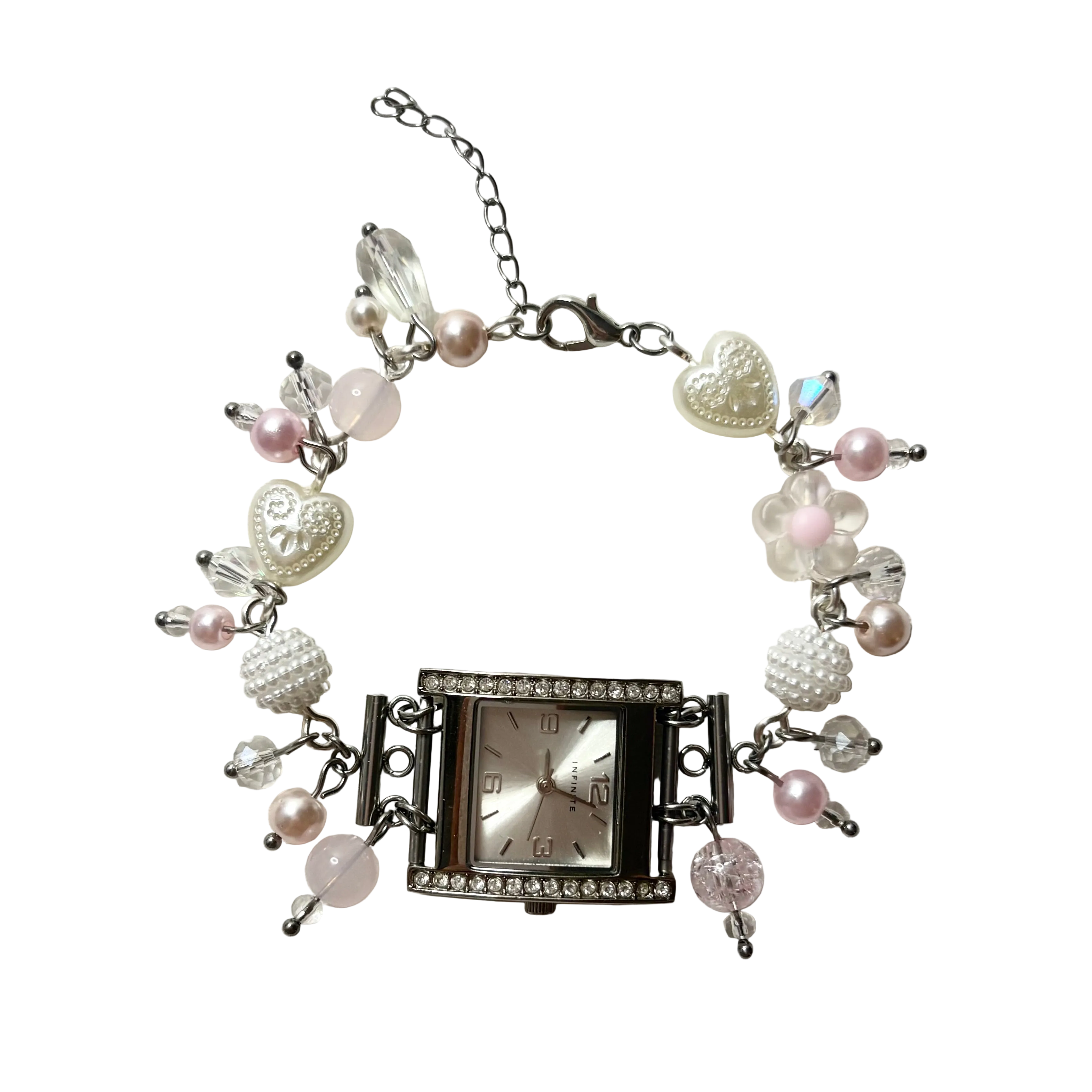 snowy working beaded watch bracelet