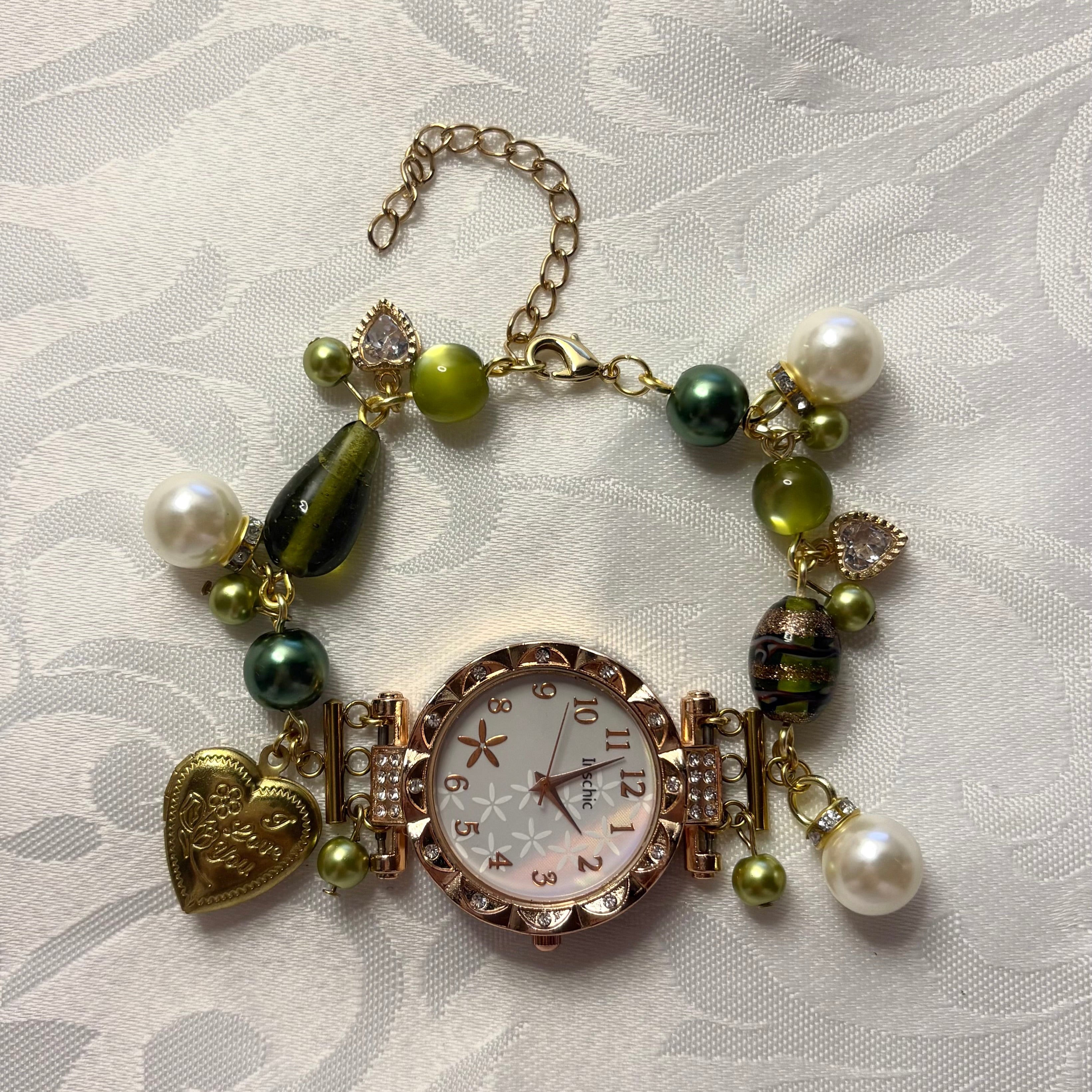 louisiana working beaded watch bracelet