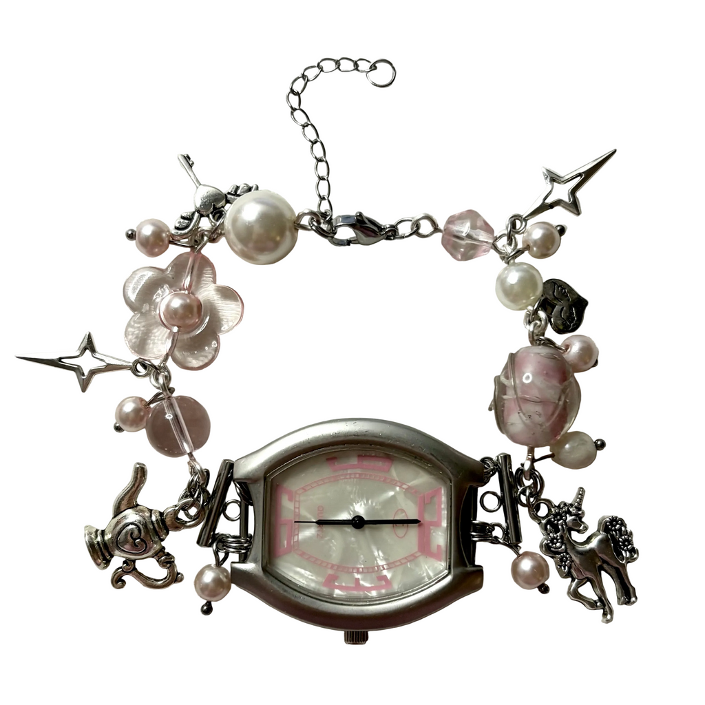 pink castle working watch bracelet